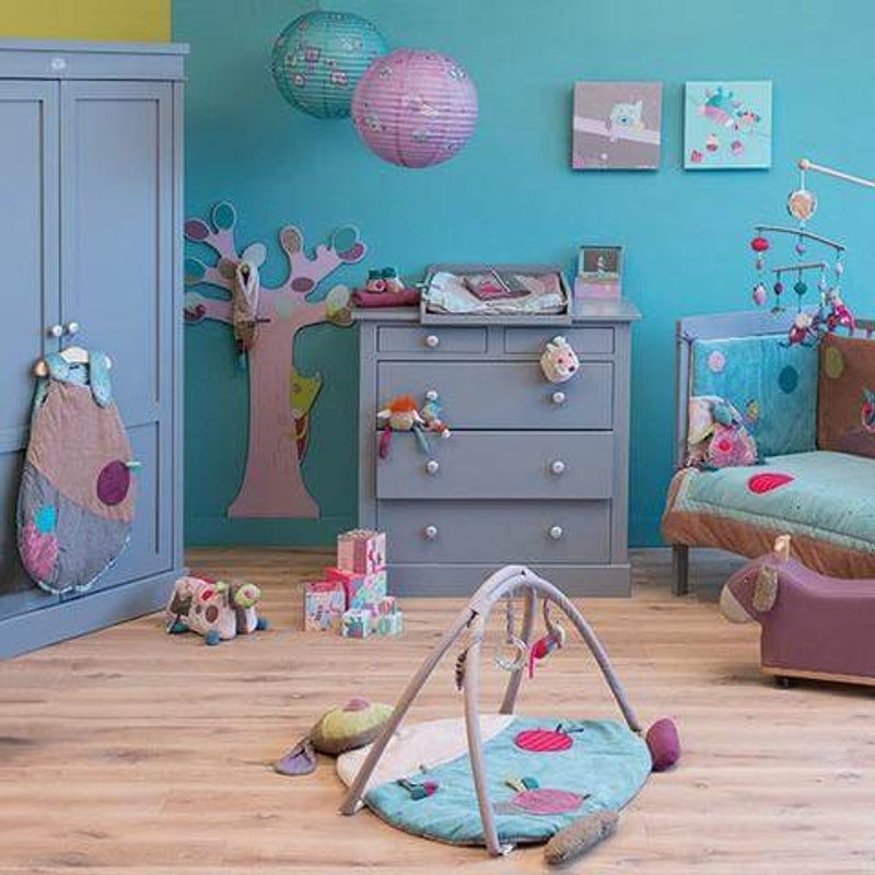 Moulin Roty Child Beech Wood Bed - Grey 125 x 65cm