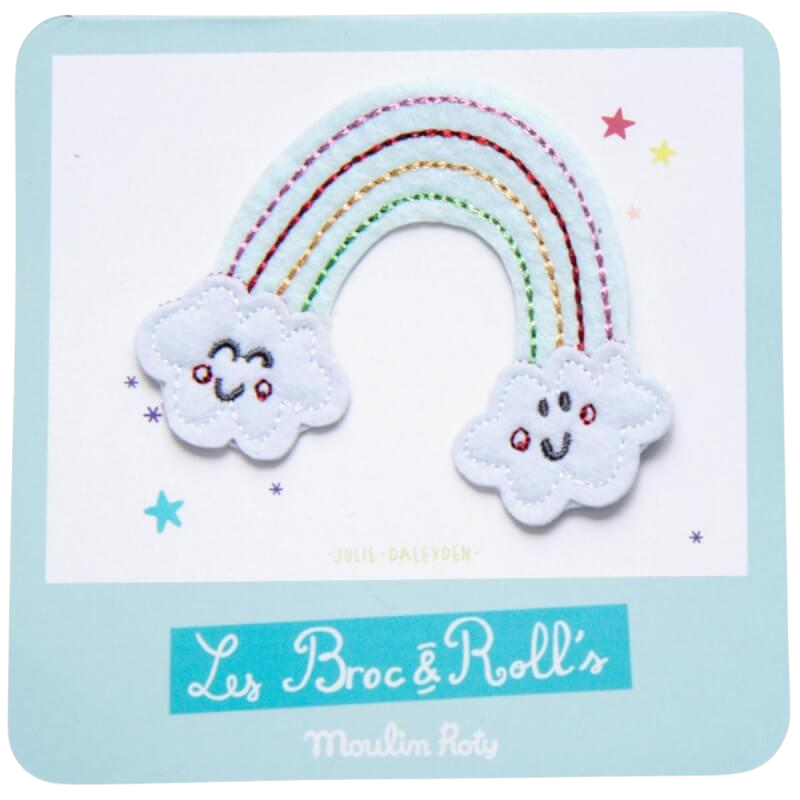 Moulin Roty Les Broc & Rolls Iron-On Embroidered Patch - Rainbow 7x7cm