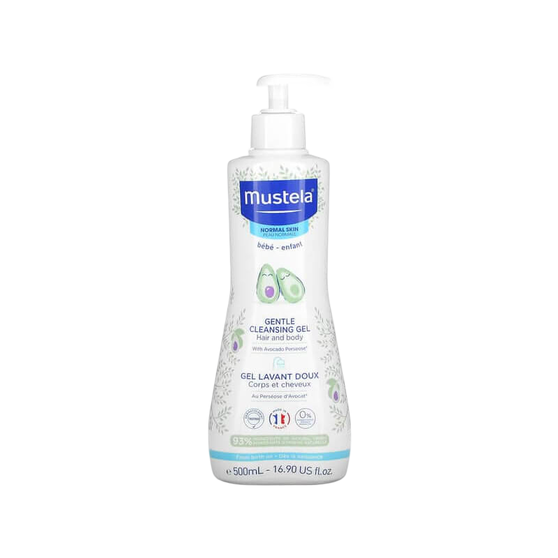 Mustela Baby Gentle Cleansing Hair and Body Gel with Avocado For Normal Skin 16.90 fl oz (500 ml)