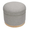 Babyletto Naka Storage Ottoman - Performance Grey Eco-Weave with Light Wood Base
