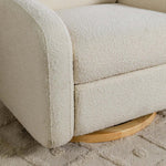 Babyletto Nami Electronic Recliner & Swivel Glider w/ USB Port - Ivory Boucle with Light Wood Base