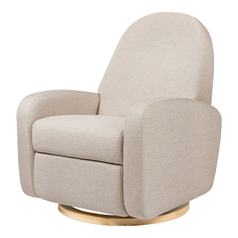 Babyletto Nami Recliner & Swivel Glider - Performance Beach Eco-Weave with Light Wood Base