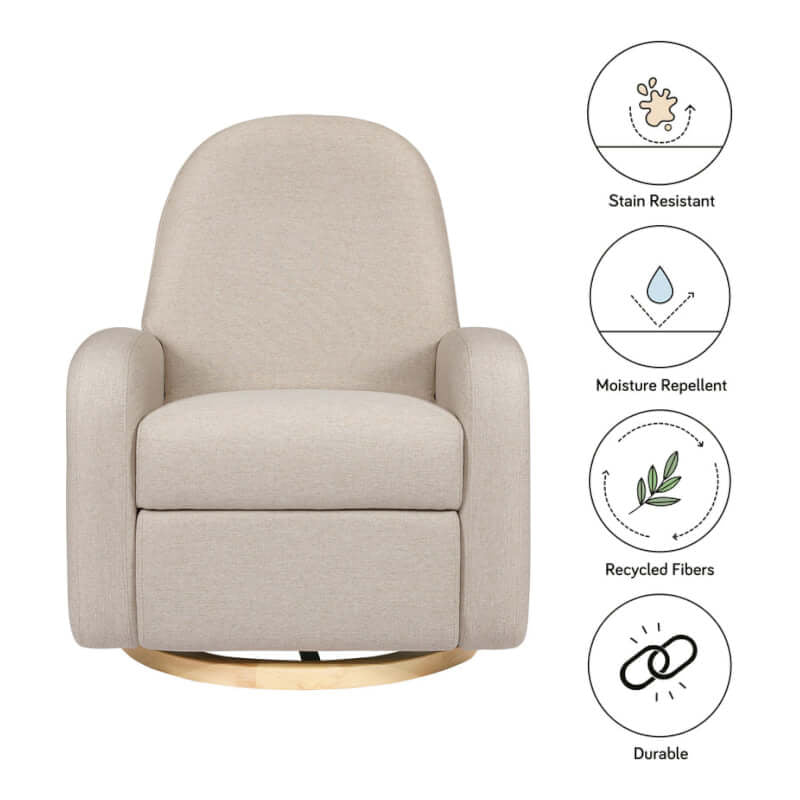 Babyletto Nami Recliner & Swivel Glider - Performance Beach Eco-Weave with Light Wood Base