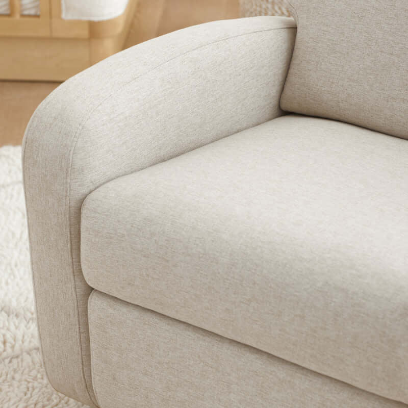 Babyletto Nami Recliner & Swivel Glider - Performance Beach Eco-Weave with Light Wood Base