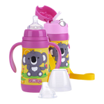 Nuby 3-Stage Stainless Steel Cup Set with 3D Sleeve 300ml