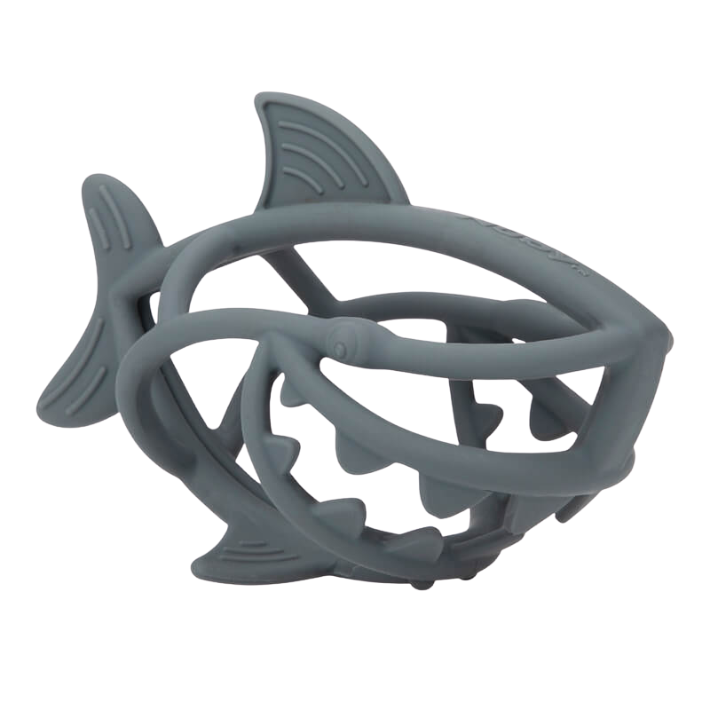 Nuby Chewy Chums Silicone Character Teething Ball - Grey Shark