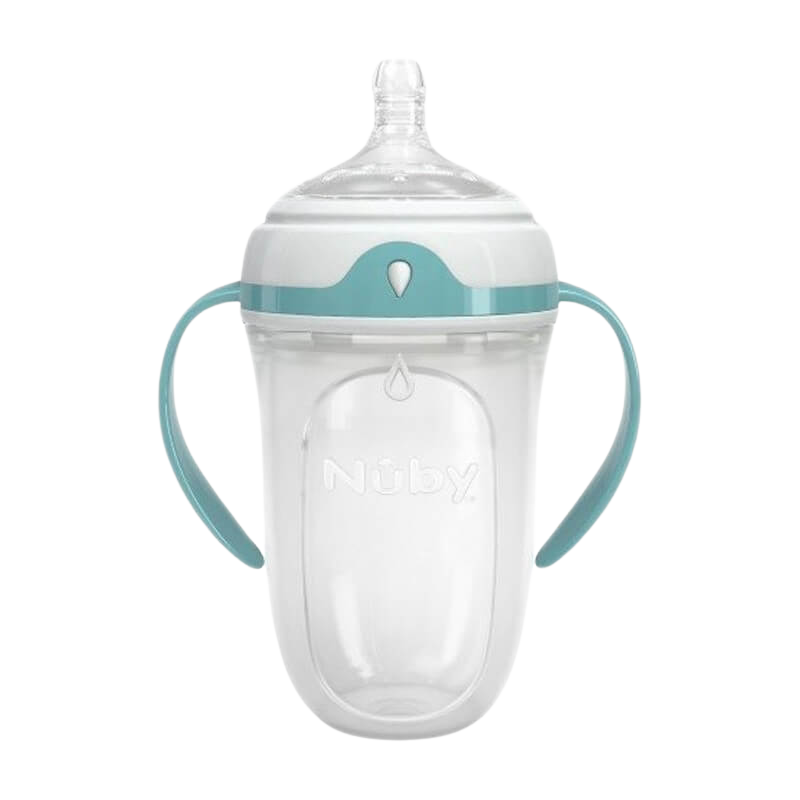 Nuby Comfort™ 矽膠奶瓶 150ml，含（PPSU 密封圈）、PP 螺紋密封圈、PP 瓶蓋及中流量奶嘴