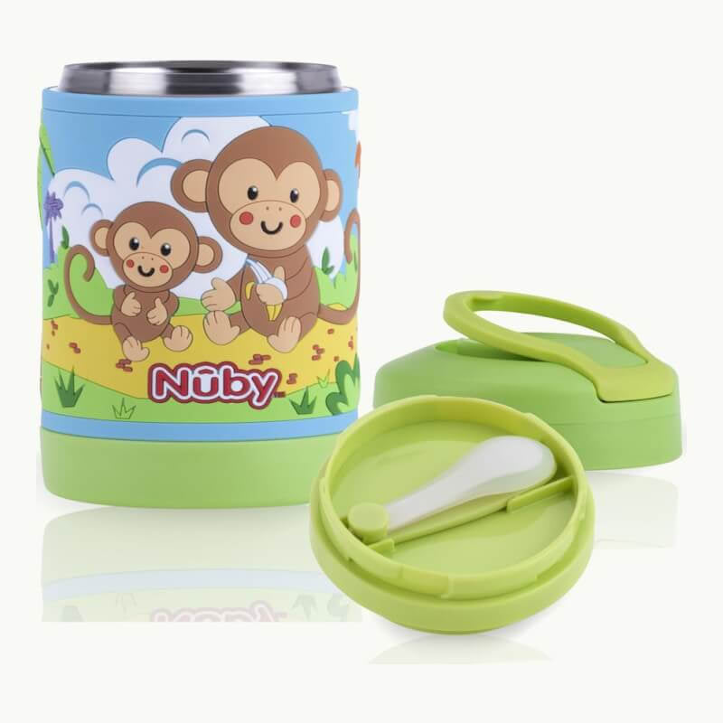 Nuby Stainless Steel 3D Food Jar with Silicone Spoon 430ml