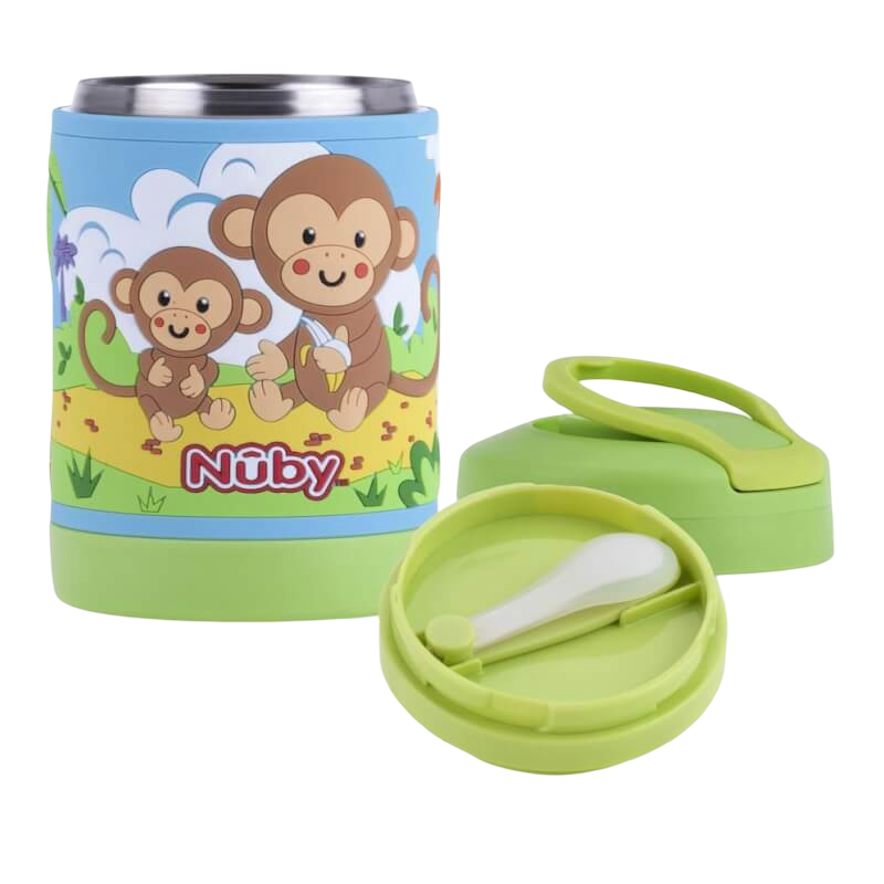 Nuby Stainless Steel 3D Food Jar with Silicone Spoon 430ml