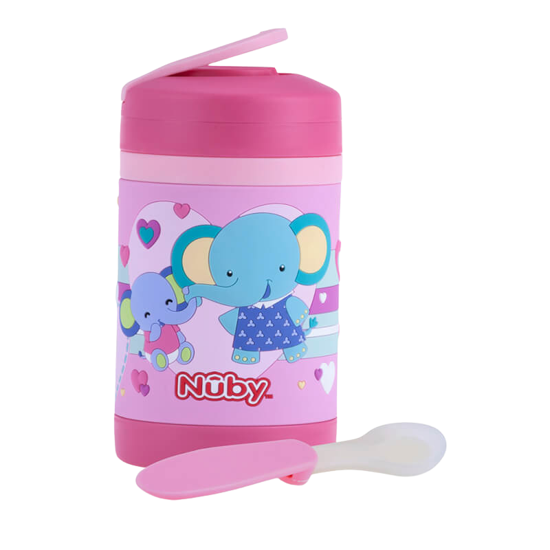 Nuby Stainless Steel 3D Food Jar with Silicone Spoon 430ml