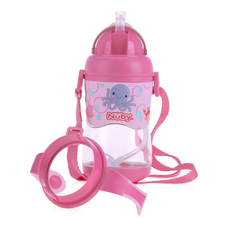 Nuby Tritan Flip It with 3D Vinyl Wrap with Weighted Straw 400ml