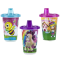 Nuby Wash or Toss Spout Cups with Lids (300ml x 3) - Girl