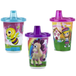Nuby Wash or Toss Spout Cups with Lids (300ml x 3) - Girl