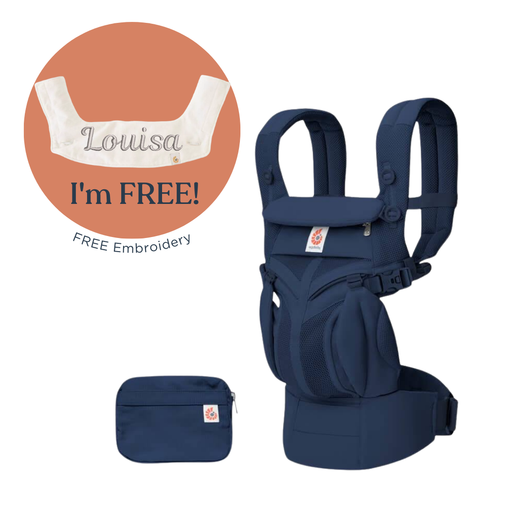 Ergobaby Omni Classic Mesh Baby Carrier + Drool Bib with Embroidery