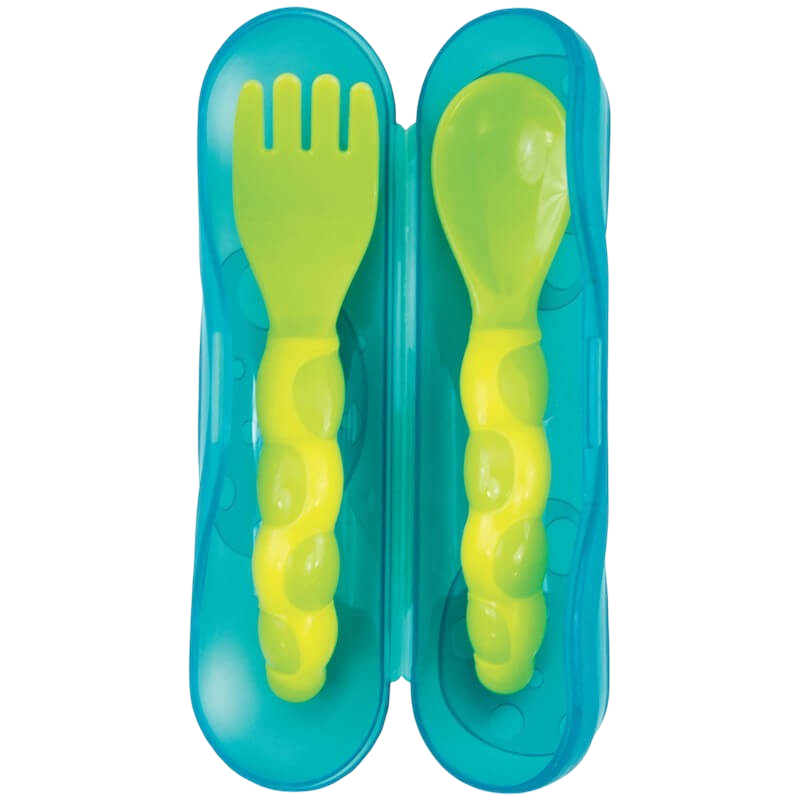 Sassy Baby On The Go Fork & Spoon - Green