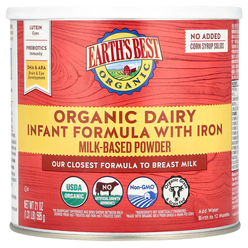 Earth's Best Organic Dairy Infant Formula With Iron Birth to 12 Months 595g