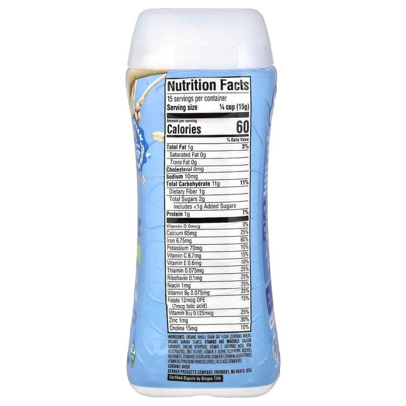 Gerber Organic for Baby Grain & Grow 2nd Foods Oatmeal Banana Cereal 8 oz (227 g)