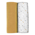 Beaba Organic Muslin Squares 2-Pack - Honey Gold (120x120cm)