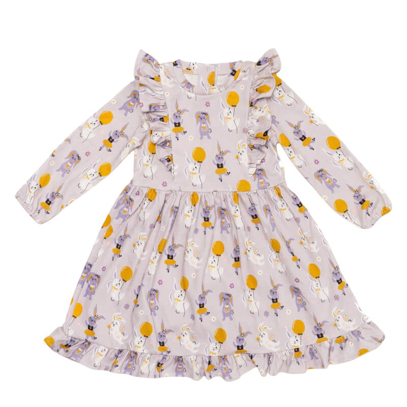 Cotton Pigs Organic Purple Bunnies Dress