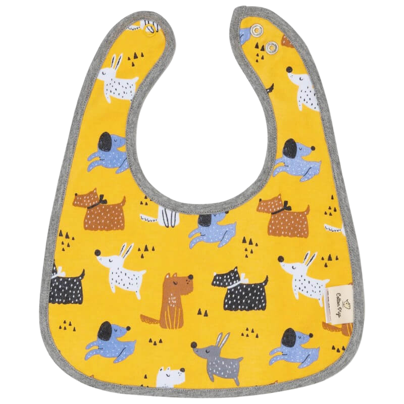 Cotton Pigs Organic Reversible Bib - Colourful Dogs