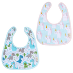 Cotton Pigs Organic Reversible Bib Set - Unicorns/Dino