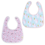 Cotton Pigs Organic Reversible Bib Set - Unicorns/Giraffes