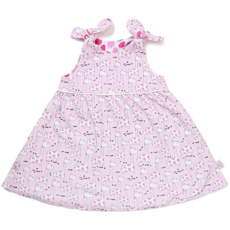 Cotton Pigs Organic Reversible Dress - Giraffes & Strawberries