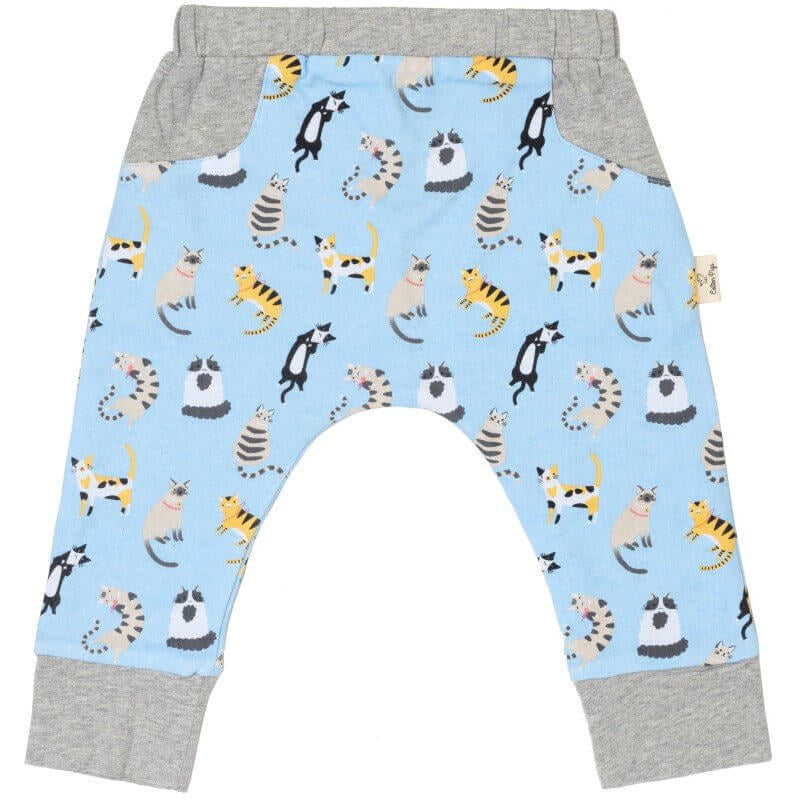 Cotton Pigs Organic Reversible Pants - Funny Cats