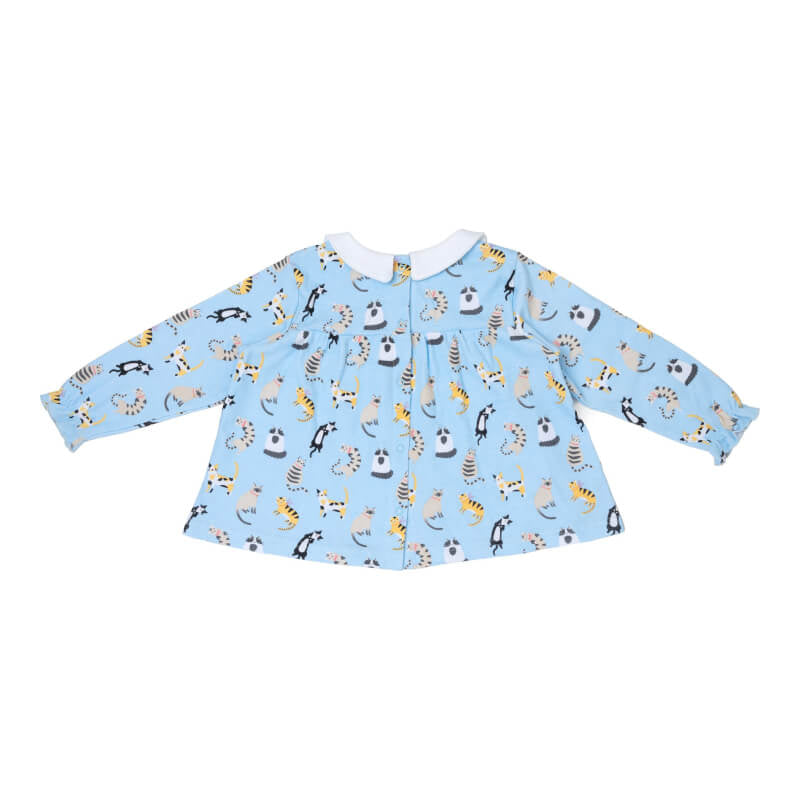 Cotton Pigs Organic Teatime Blouse - Funny Cats