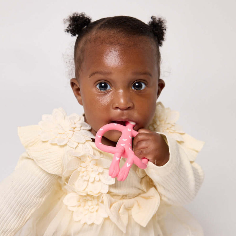 Matchstick Monkey Original Teething Toy with Tail - Love Hearts