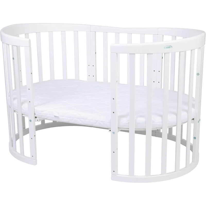 Waldin Oval Baby 7-in-1 Side Bed, Cot, Bed & Playpen (with Mattress)