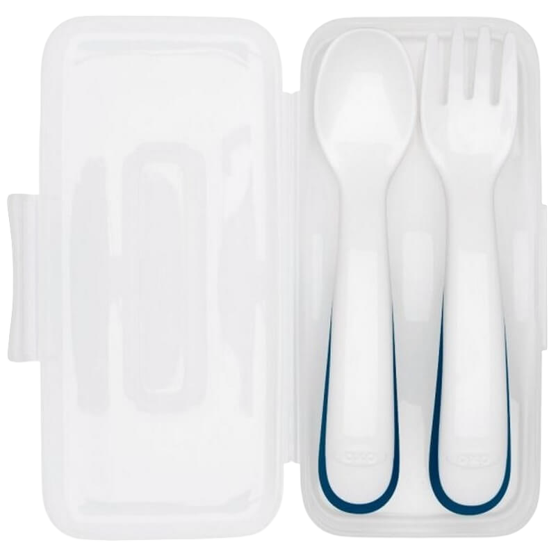 OXO Tot On-the-Go Plastic Fork and Spoon Set with Travel Case
