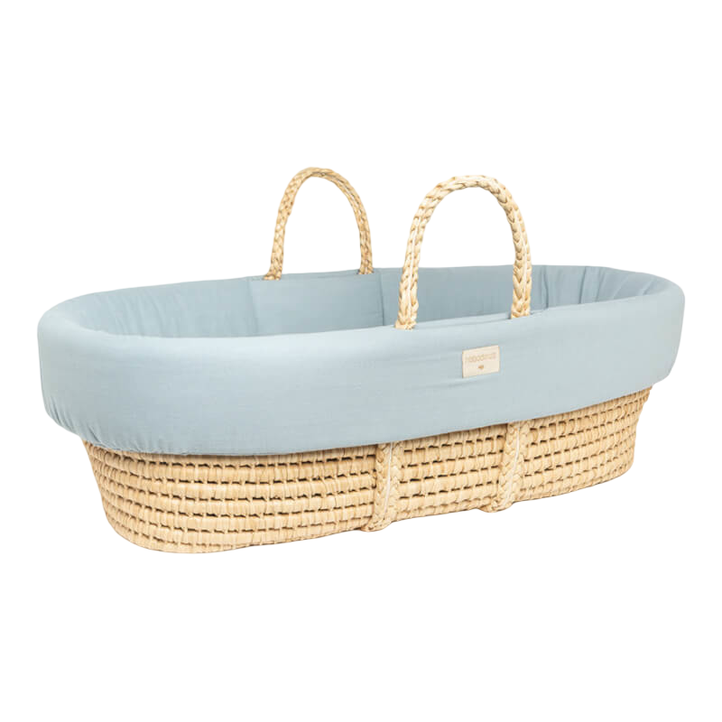 Nobodinoz Padded Baby Moses Cover - Riviera Blue (Cover Only)