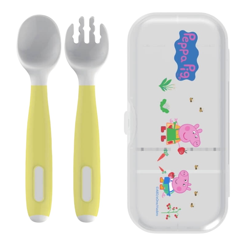 Parents League Peppa Pig Bendable Fork & Spoon with Storage Case - Yellow