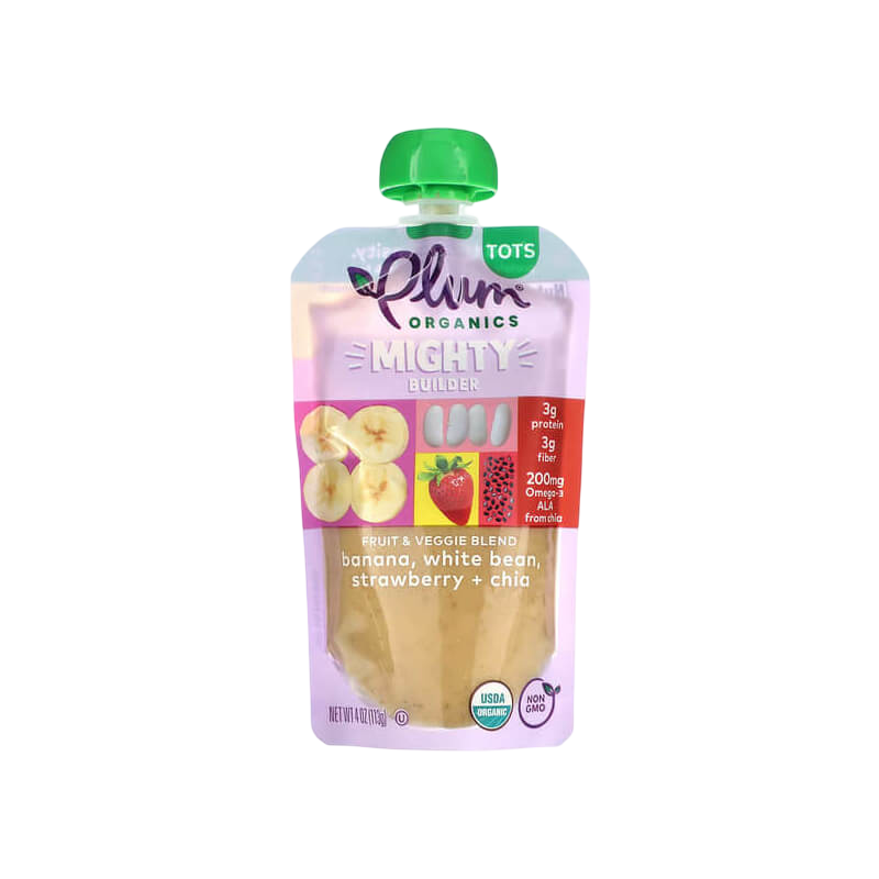 Plum Organics Mighty Builder Fruit & Veggie Blend Tots Banana White Bean Strawberry + Chia 113g