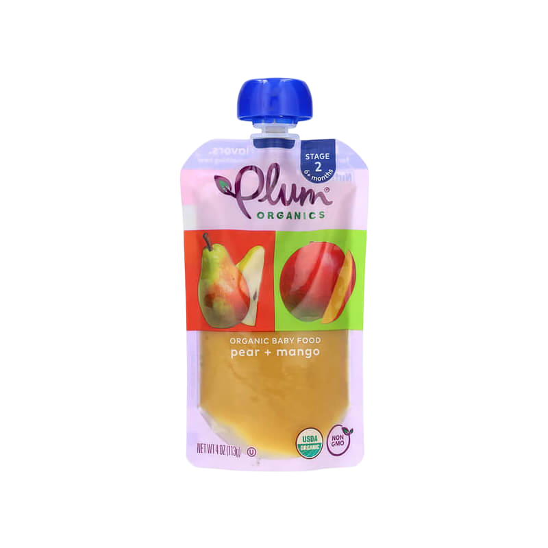 Plum Organics Organic Baby Food 6+ Months Pear & Mango 4 oz (113 g)