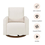 Babyletto Poe Channeled Swivel Glider - Performance Cream Eco-Weave with Dark Wood Base