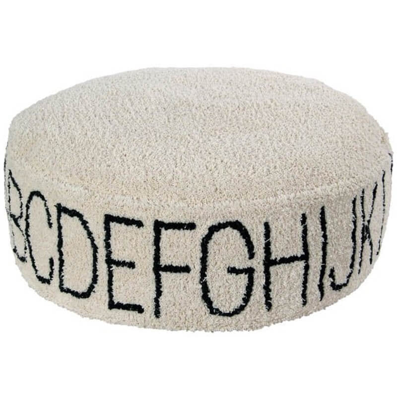 Lorena Canals Pouf ABC Natural - Black Ø70x20cm