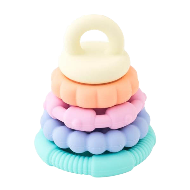 Jellystone Designs 彩虹疊疊樂與臼齒玩具 - 粉彩