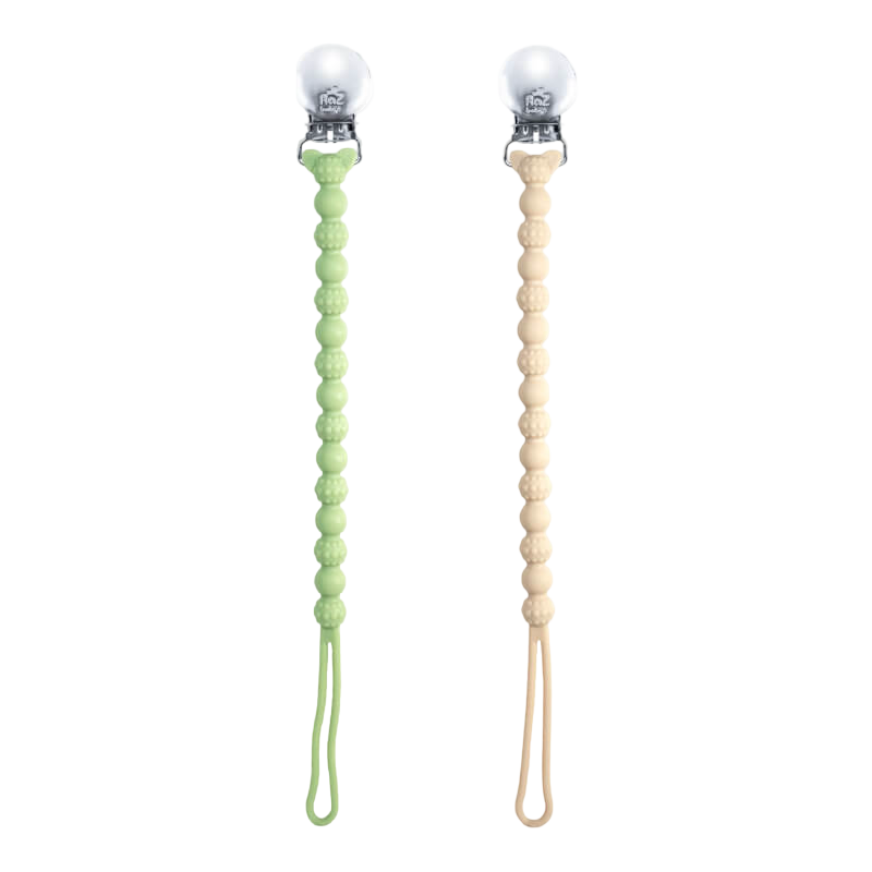 RaZbaby RaZzies Pacifier Holder - Green/Beige