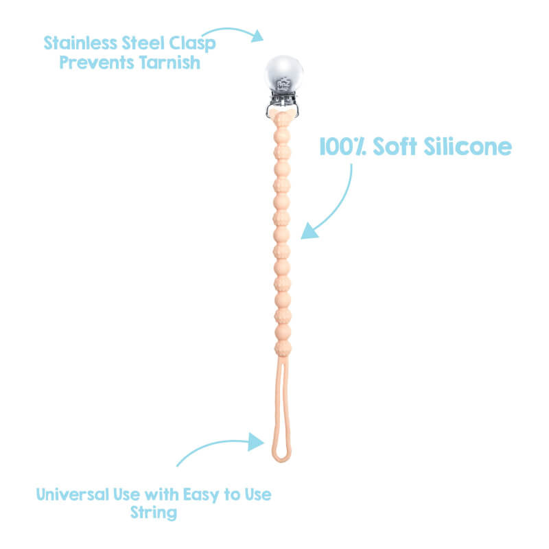 RaZbaby RaZzies Pacifier Holder - Pink/Beige