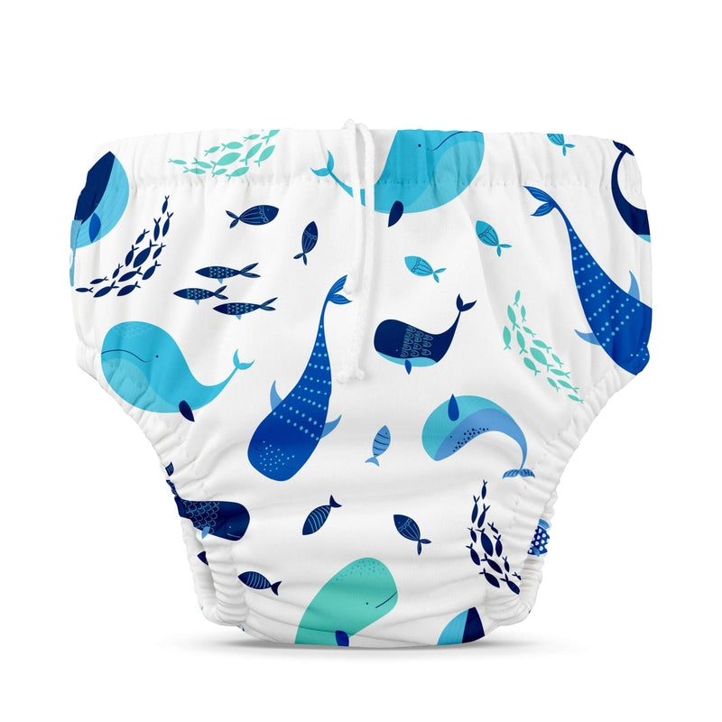 Charlie Banana Reusable Swim Diaper Snaps S - The Whale on White