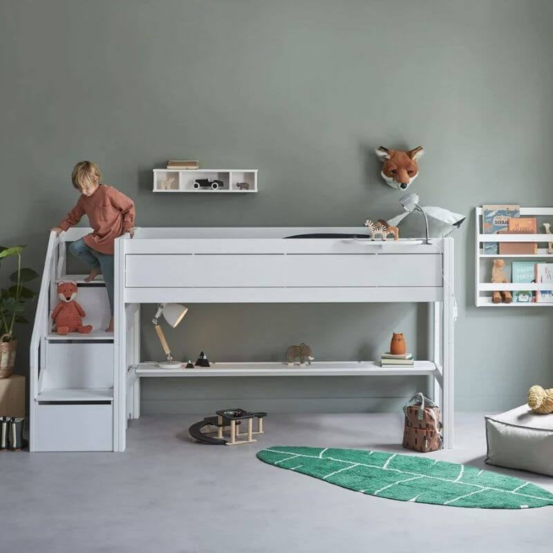 LIFETIME Kidsrooms Semi High Bed with Step Ladder 90x200cm