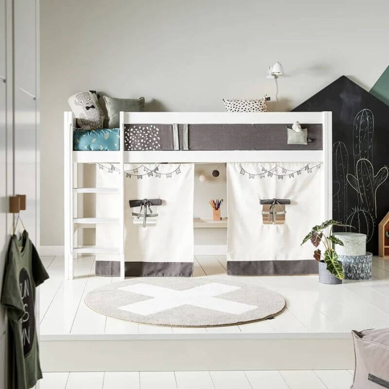 LIFETIME Kidsrooms Semi High Bed with Straight Ladder 90x200cm