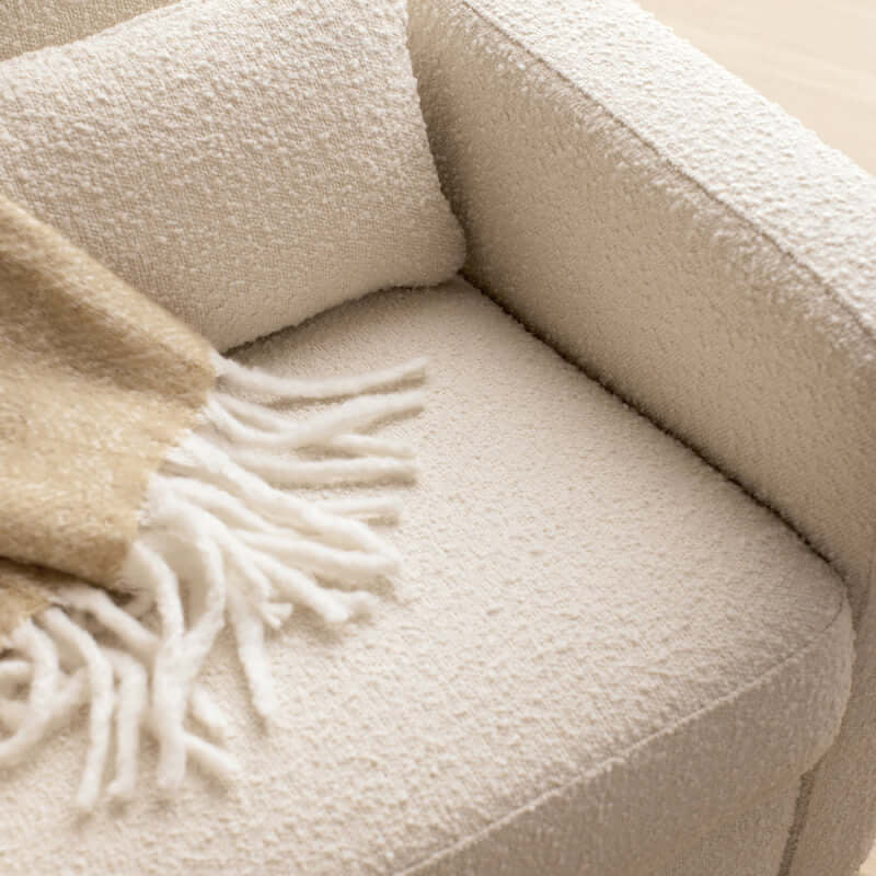 Babyletto Sigi Electronic Recliner & Glider w/ USB Port - Ivory Boucle with Light Wood Base