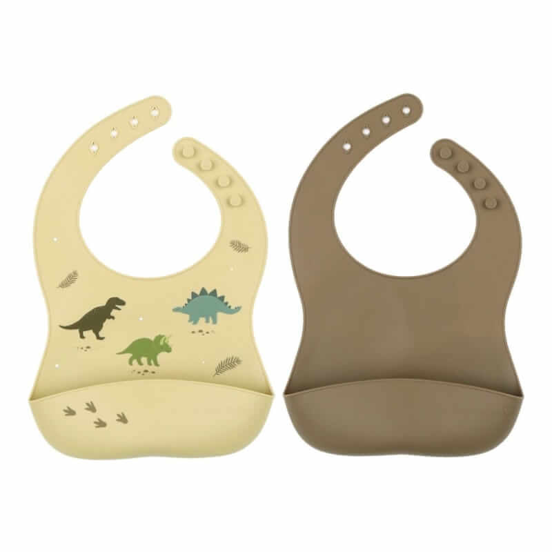 A Little Lovely Company Silicone Bibs (Set of 2) - Dinosaurs