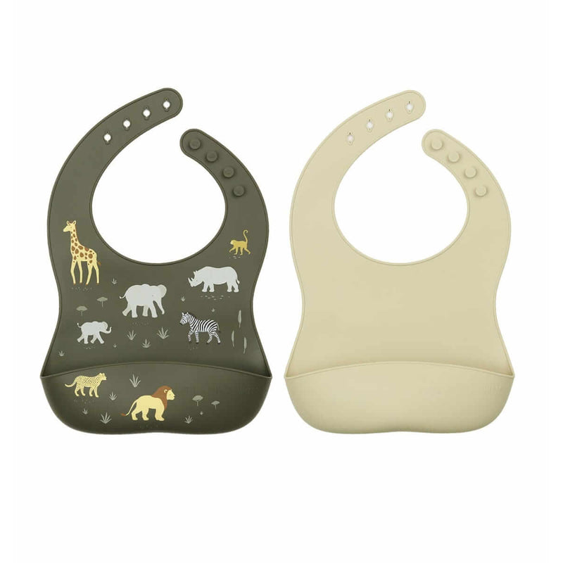 A Little Lovely Company Silicone Bibs (Set of 2) - Savanna