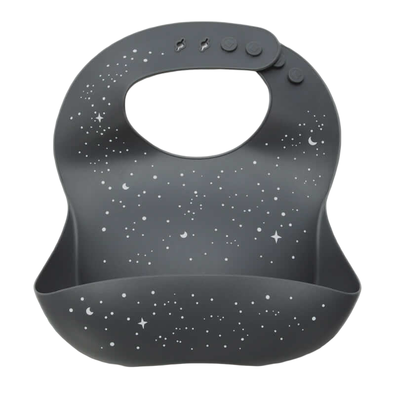 Milk It Baby Silicone Printed Bib - Galaxy Grey