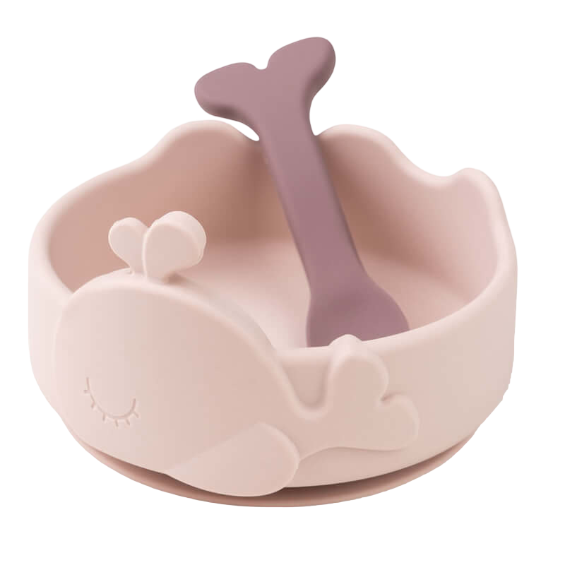 Done by Deer Silicone Stick&Stay Bowl & Baby Spoon - Wally - Powder