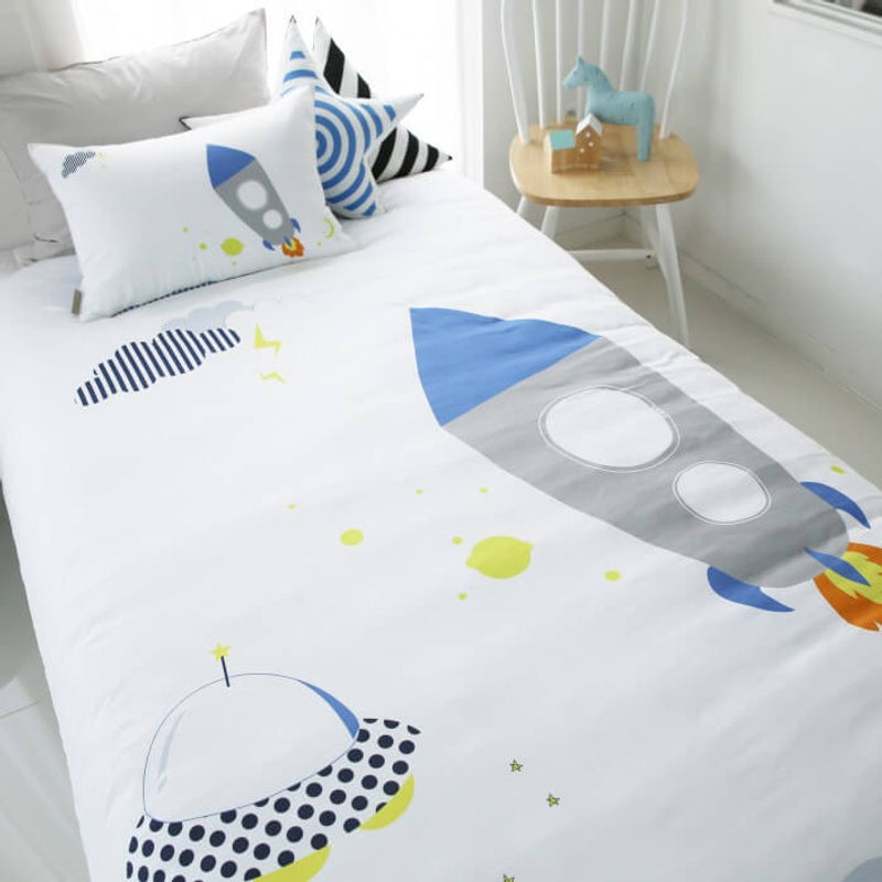 Jadaloo Anti-Dustmite Single Bed Duvet Set - Rocket Sky